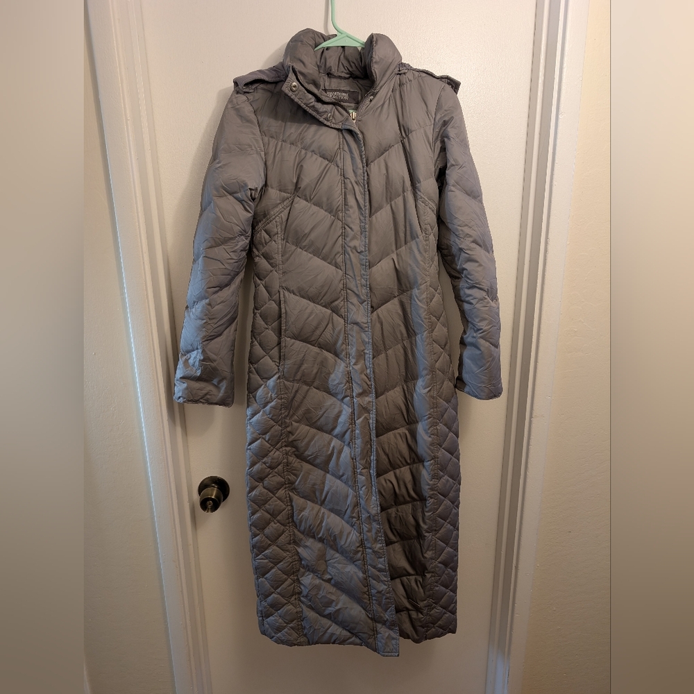 Women's Gray Quilted Long Coat